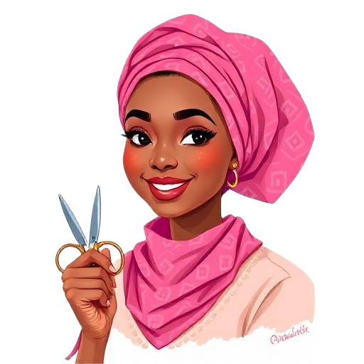 Skills Development illustration — young Ghanaian woman in a kayayei headscarf
